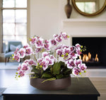 Purple Real Touch Orchid Phalaenopsis in Bowl, 16"H