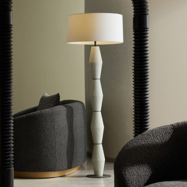 Baker Floor Lamp, Ivory, Ricestone