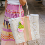 Peach / Nude Giving Hearts Citron Large Tote Bag