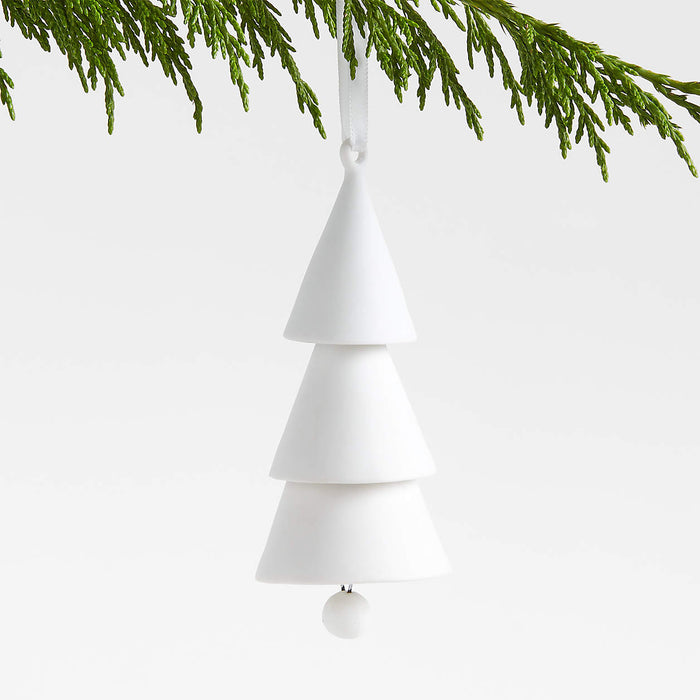 White Porcelain Bell Tree Christmas Ornaments, Sold Individually