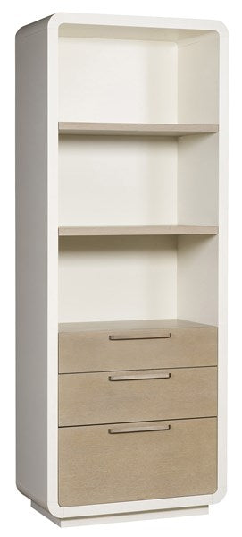 Cove Etagere, Cerused Taupe Oak / Pure White  Maple, 32"W x 18"D x 84"H