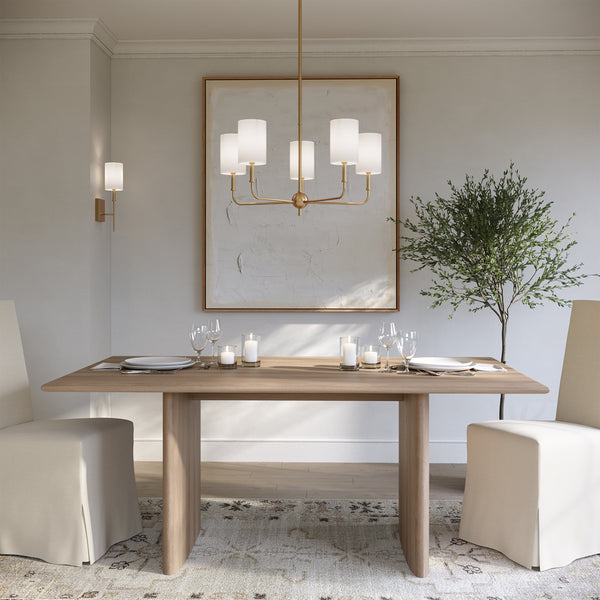Foxdale Five Light Chandelier, Satin Brass