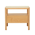 Theo Nightstand, Light Oak with Travertine Top, 23.6"W