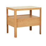 Theo Nightstand, Light Oak with Travertine Top, 23.6"W