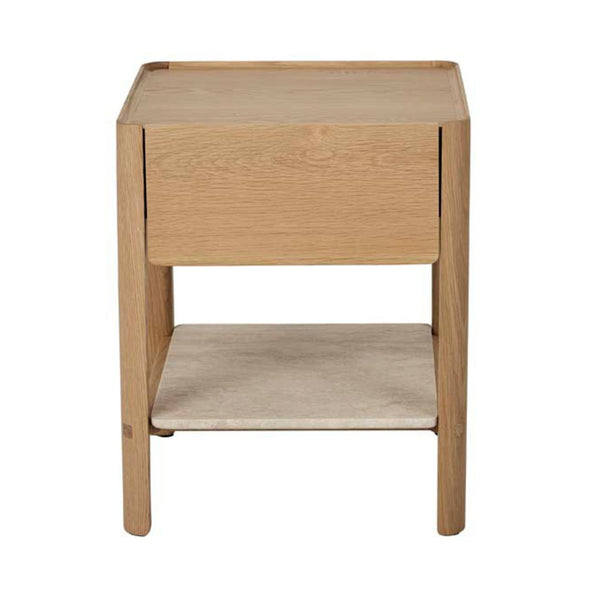 Tye Nightstand, Light Oak, Travertine, 17.7"W × 17.7"D × 21.7"H