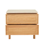 Yorke Nightstand, Light Oak with Travertine Top, 23.6"W