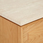 Yorke Nightstand, Light Oak with Travertine Top, 23.6"W