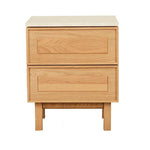 Yorke Nightstand, Light Oak with Travertine Top, 17.7"W