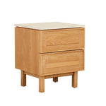 Yorke Nightstand, Light Oak with Travertine Top, 17.7"W