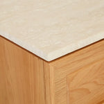 Yorke Nightstand, Light Oak with Travertine Top, 17.7"W