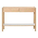 Nell Console Table, Light Oak with Marble Shelf, 47.25" W × 13.75" D × 29.5" H