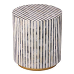 18" Round Accent Table, Grey and Ivory