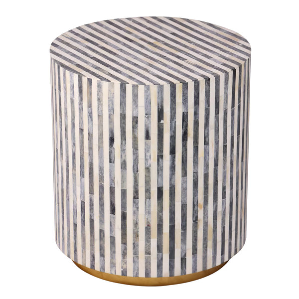 18" Round Accent Table, Grey and Ivory