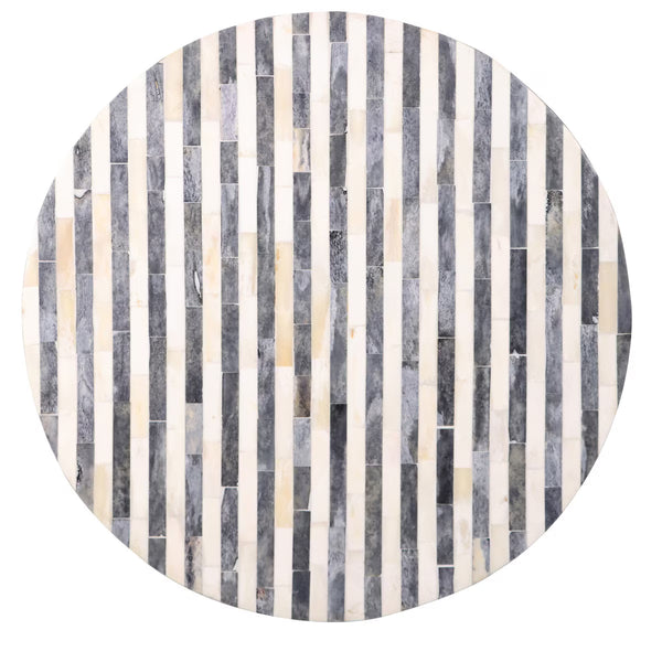 18" Round Accent Table, Grey and Ivory