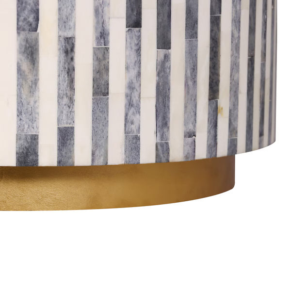18" Round Accent Table, Grey and Ivory