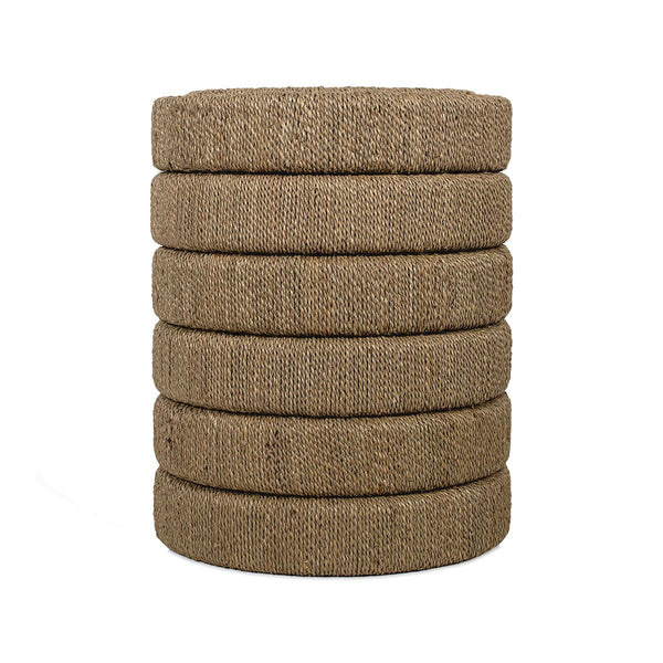 Round Seagrass Ribbed Side Table, 16" Dia
