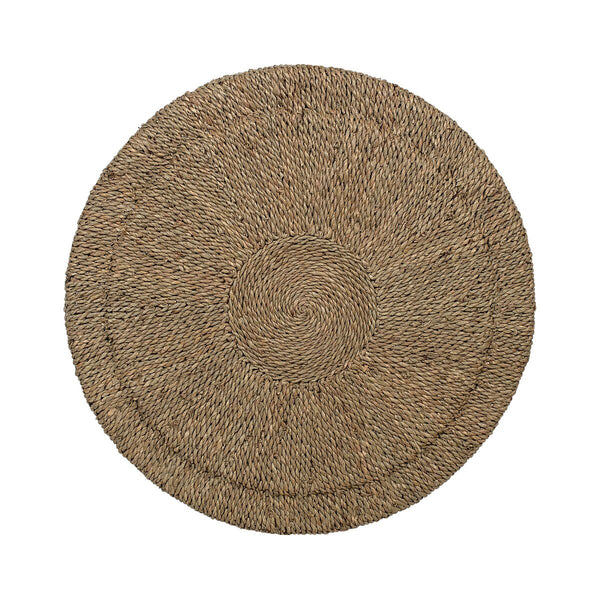 Round Seagrass Ribbed Side Table, 16" Dia