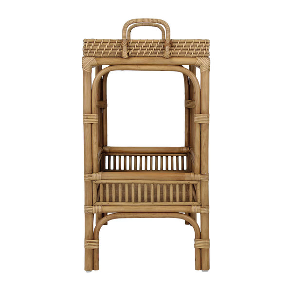 Nessa Rattan Side Table with Handles and Shelf - Natural, 26" W