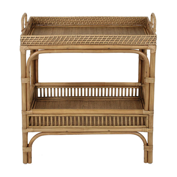 Nessa Rattan Side Table with Handles and Shelf - Natural, 26" W