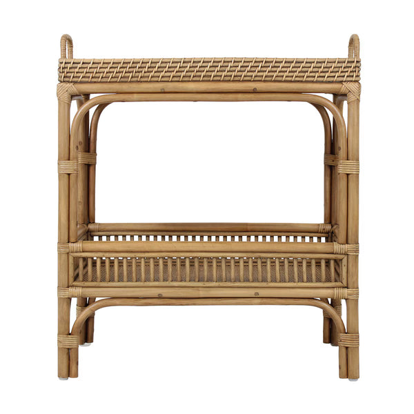Nessa Rattan Side Table with Handles and Shelf - Natural, 26" W