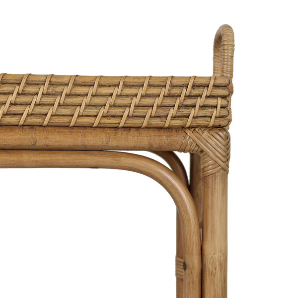 Nessa Rattan Side Table with Handles and Shelf - Natural, 26" W