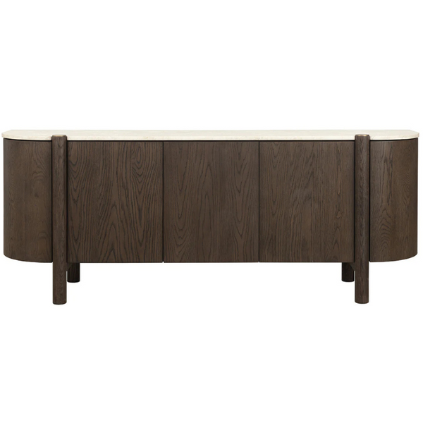 Banyan Sideboard, Mocha Brown/Marble, 87"W x 20.5"D x 33"H