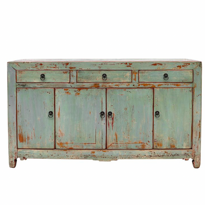 Vintage Cabinet in Faded Green, 62"W x 18"D x 35"H