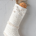 Woven Cotton Blend Stocking, Cream