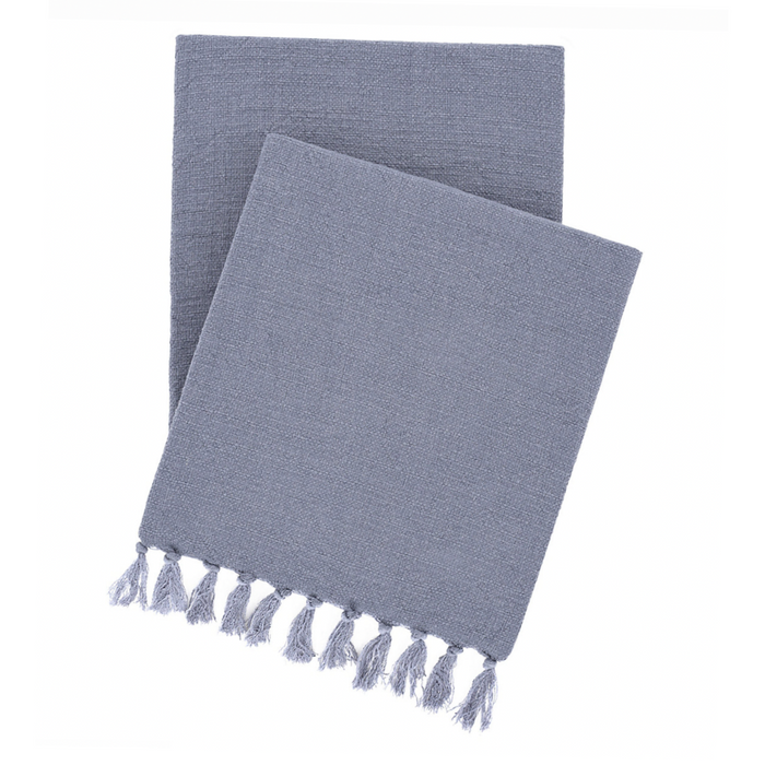 Evelyn Linen Pewter Throw, Blue