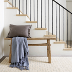 Evelyn Linen Pewter Throw, Blue