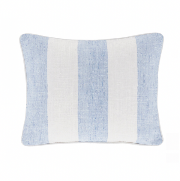 Awning Stripe Indoor/Outdoor Pillow- Soft French Blue, 16" x 20" (Lumbar)