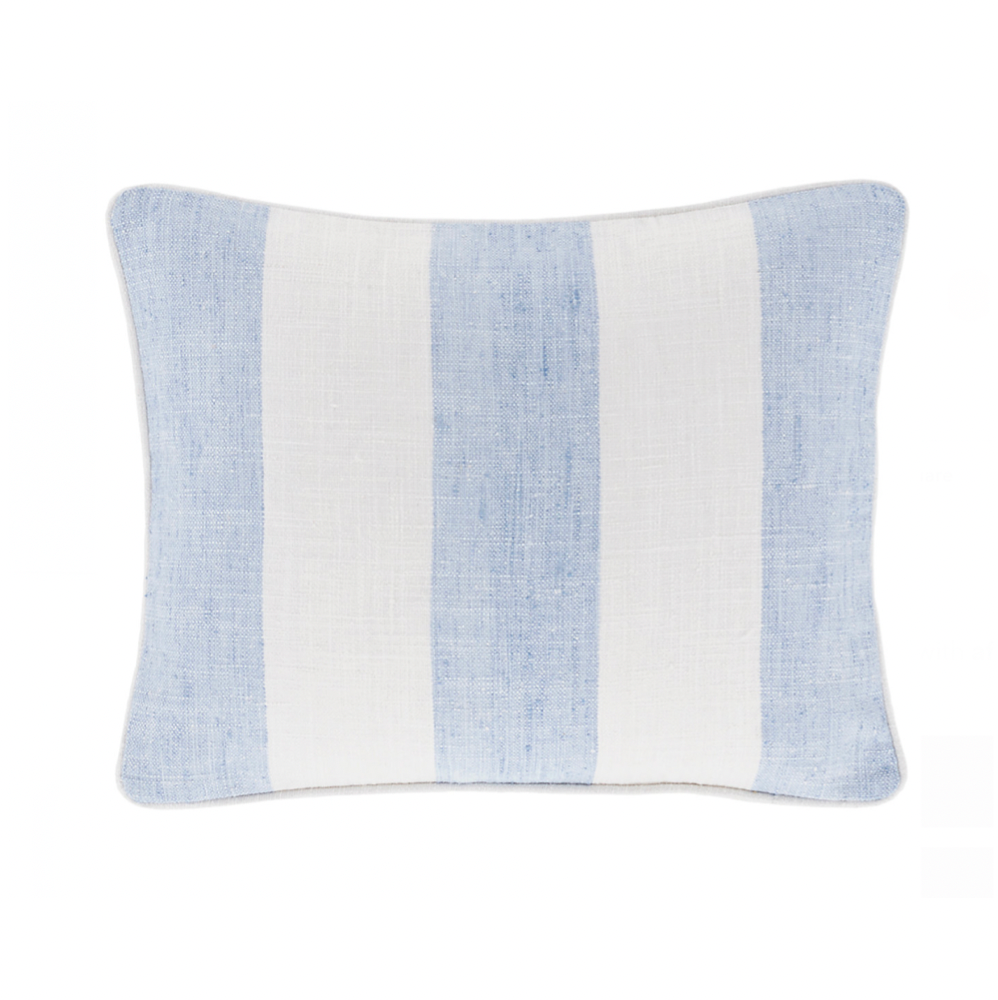 Awning Stripe Indoor/Outdoor Pillow- Soft French Blue, 16" x 20" (Lumbar)