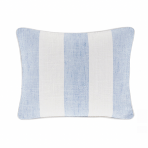 Awning Stripe Indoor/Outdoor Pillow- Soft French Blue, 16" x 20" (Lumbar)