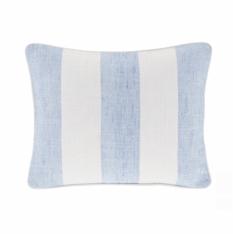 Awning Stripe Indoor/Outdoor Pillow- Soft French Blue, 16" x 20" (Lumbar)