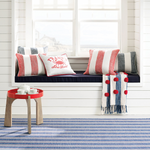 Awning Stripe Indoor / Outdoor Pillow - Navy, 16" x 20" (Lumbar)