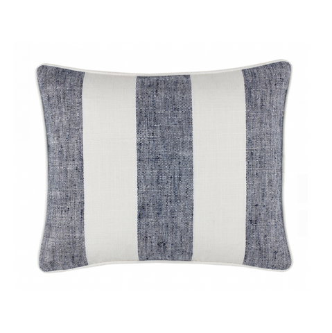 Awning Stripe Indoor / Outdoor Pillow - Navy, 16" x 20" (Lumbar)