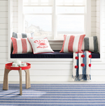 Awning Stripe Indoor / Outdoor Decorative Pillow- Navy, 20" x 20"