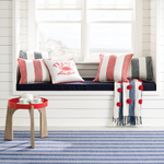 Awning Stripe Indoor / Outdoor Decorative Pillow- Navy, 20" x 20"