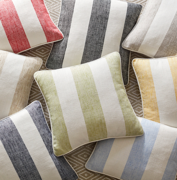 Awning Stripe Indoor / Outdoor Decorative Pillow- Natural , 20" x 20"