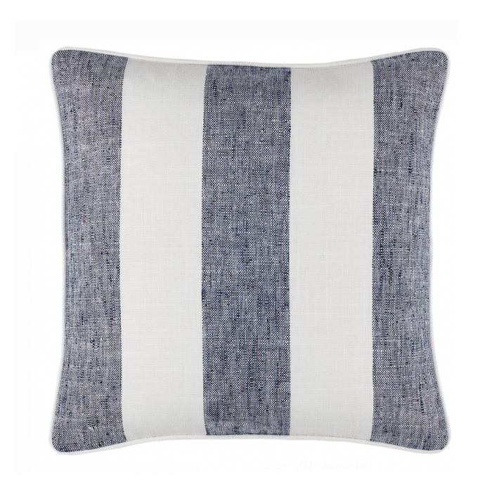 Awning Stripe Indoor / Outdoor Decorative Pillow- Navy, 20" x 20"