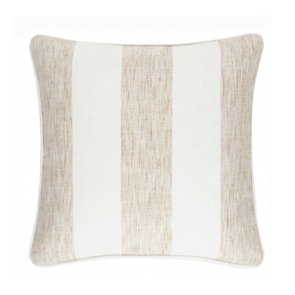 Awning Stripe Indoor / Outdoor Decorative Pillow- Natural , 20" x 20"