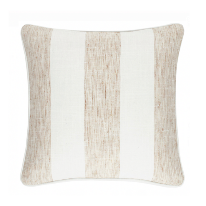 Awning Stripe Indoor / Outdoor Decorative Pillow- Natural , 20" x 20"