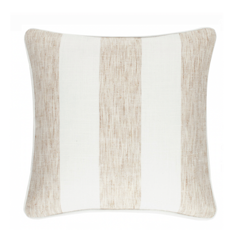 Awning Stripe Indoor / Outdoor Decorative Pillow- Natural , 20" x 20"