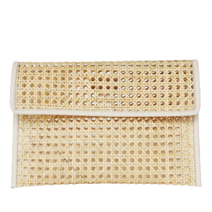 Lara Clutch, Cream Rattan