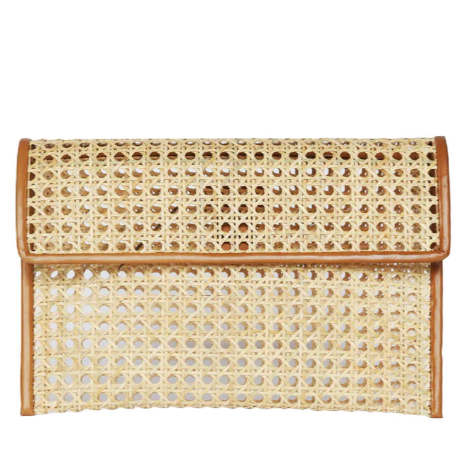 Lara Clutch, Caramel Rattan