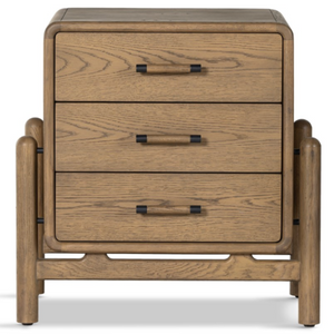 Caroline Nightstand, Smoked Oak, 28"W x 20"D x 28"H