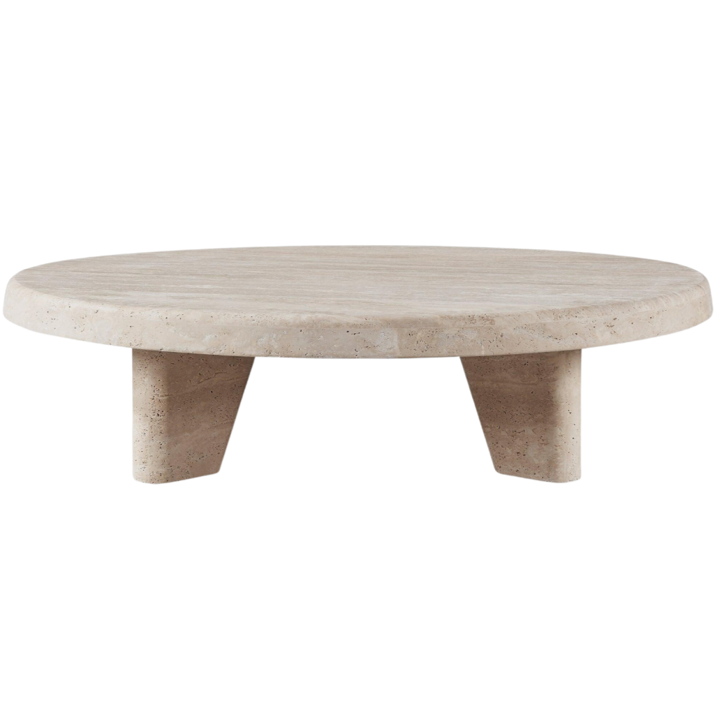 Lucca Round Coffee Table 47", Travertine Natural