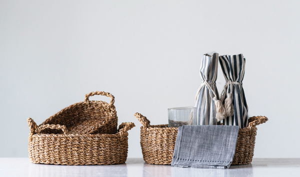 Oval Woven Seagrass Baskets, S/3