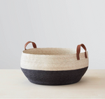Mercado Floor Basket in Black/Natural - Round, 18" x 8"