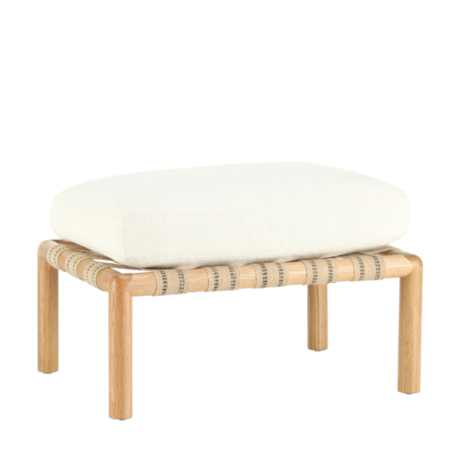 Flannery Footstool, Linosa Cream, 24″W x 18″D x 16″H